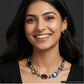 Flowing Oval Crystal Necklace with Multicolor Frames and Smooth Link Pattern
