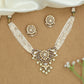 Radiant Bead Draped Kundan Necklace with Round Core Pendant and Drop Clusters