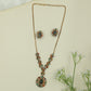 Floral Frame Kundan Necklace with Oval Center Links and Drop Pendant Design