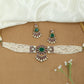 Flat Lay Pearl Choker with Side Panels and Drop Pendant Extension