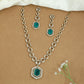 Heavy Link Chain with Structured Pattern and Hanging Hexagon Pendant