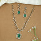 Heavy Link Chain with Structured Pattern and Hanging Hexagon Pendant