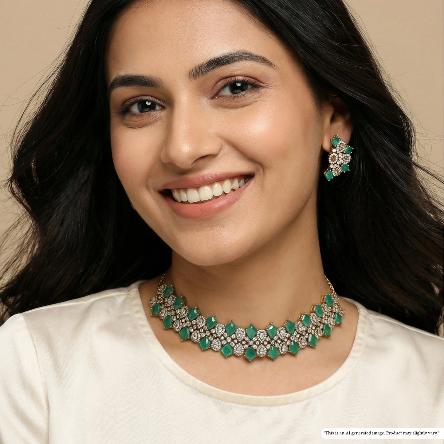 Angular Cluster Kundan Choker with Repetitive Triangular Units and Dense Stone Layout