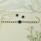 Sleek Square Link Choker with Center Highlight Panel and Matching Stud Earrings