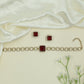 Sleek Square Link Choker with Center Highlight Panel and Matching Stud Earrings