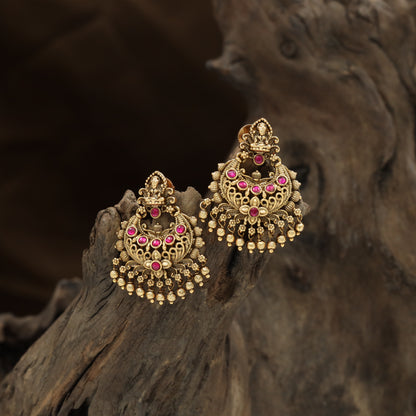 Richly Worked Lakshmi Antique Hanging with Filigree Base and Drop Danglers