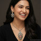 Stylish Chain with Framed Pendant and Decorative Drop Elements