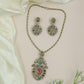 Stylish Chain with Framed Pendant and Decorative Drop Elements