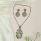 Stylish Chain with Framed Pendant and Decorative Drop Elements