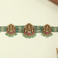 Curved Lakshmi Peacock Antique Waist Belt with Multi Strand Bead Base and Drop Fringe