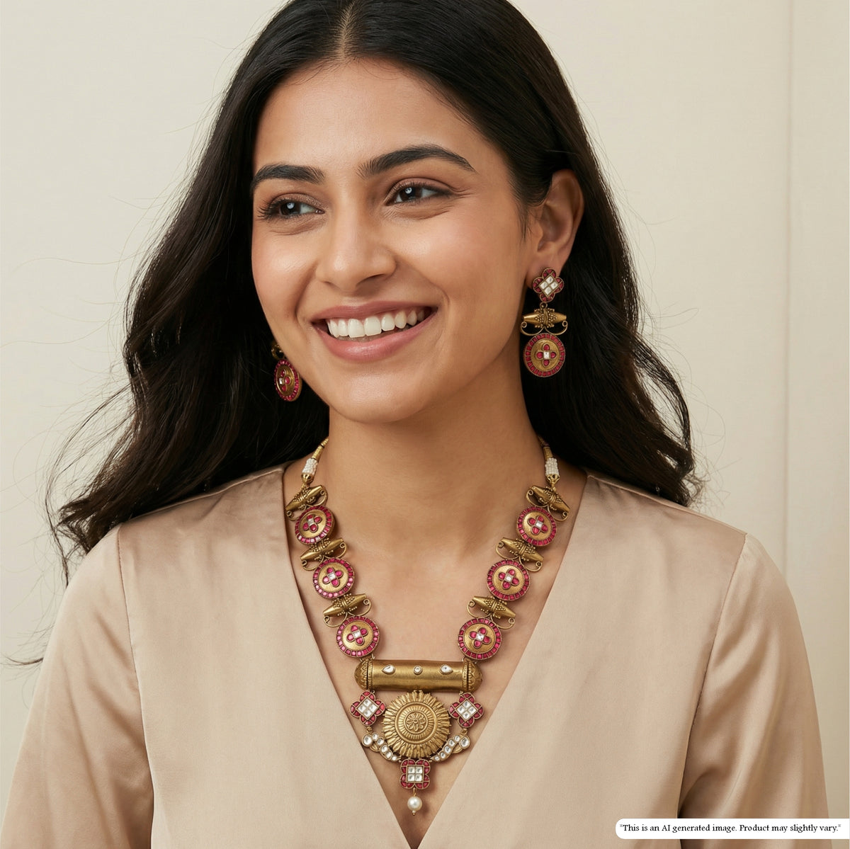 Temple Style Kundan Necklace with Parrot Motifs and Coin Disc Elements
