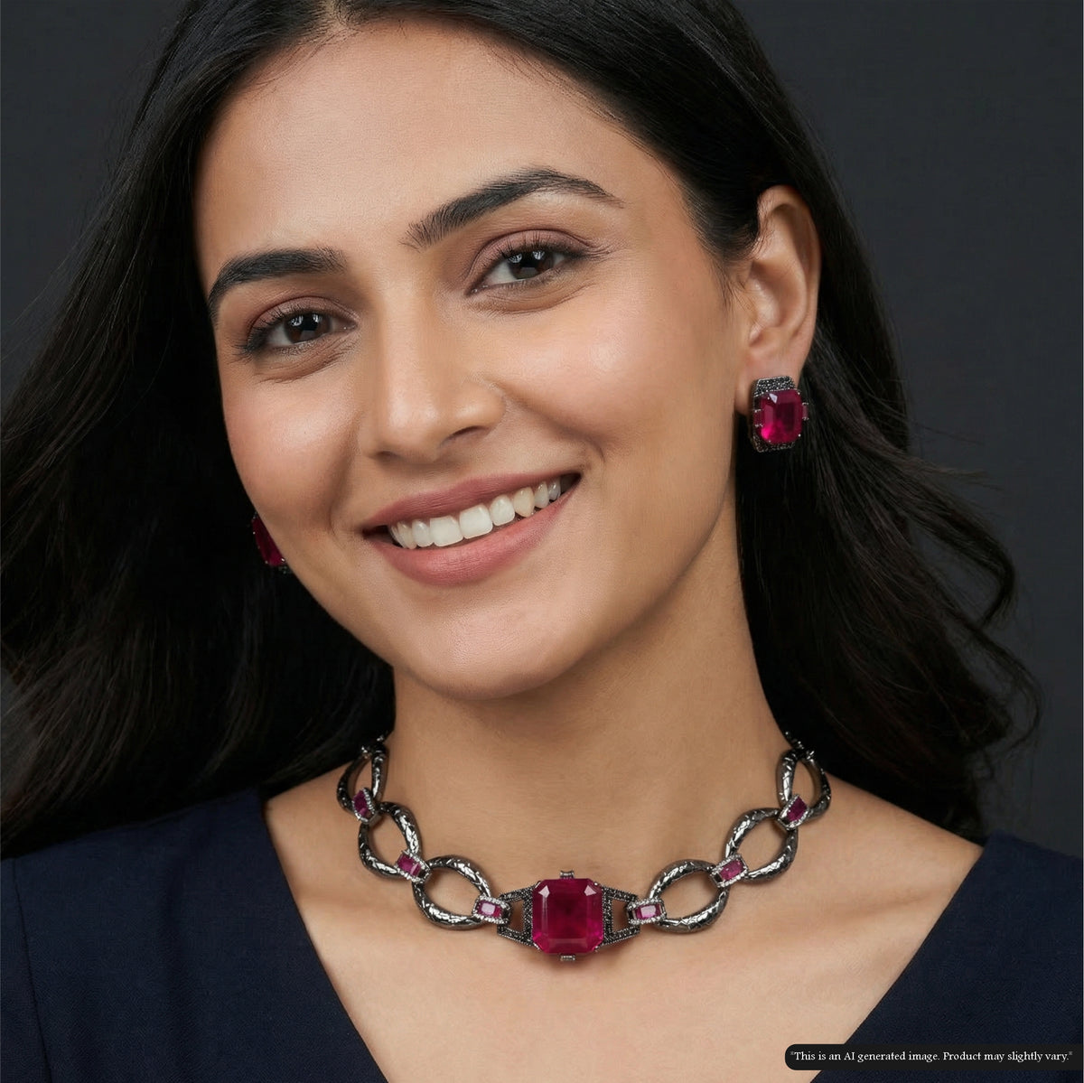 Continuous Infinity Link Choker with Structured Cushion Panel and Side Bar Accents