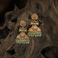 Radiating Floral Elephant Antique Jumka with Layered Dome and Drop Danglers