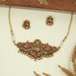 Crowned Lakshmi Temple Antique Choker with Circular Side Medallions and Drop Danglers
