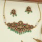 Crowned Lakshmi Temple Antique Choker with Circular Side Medallions and Drop Danglers