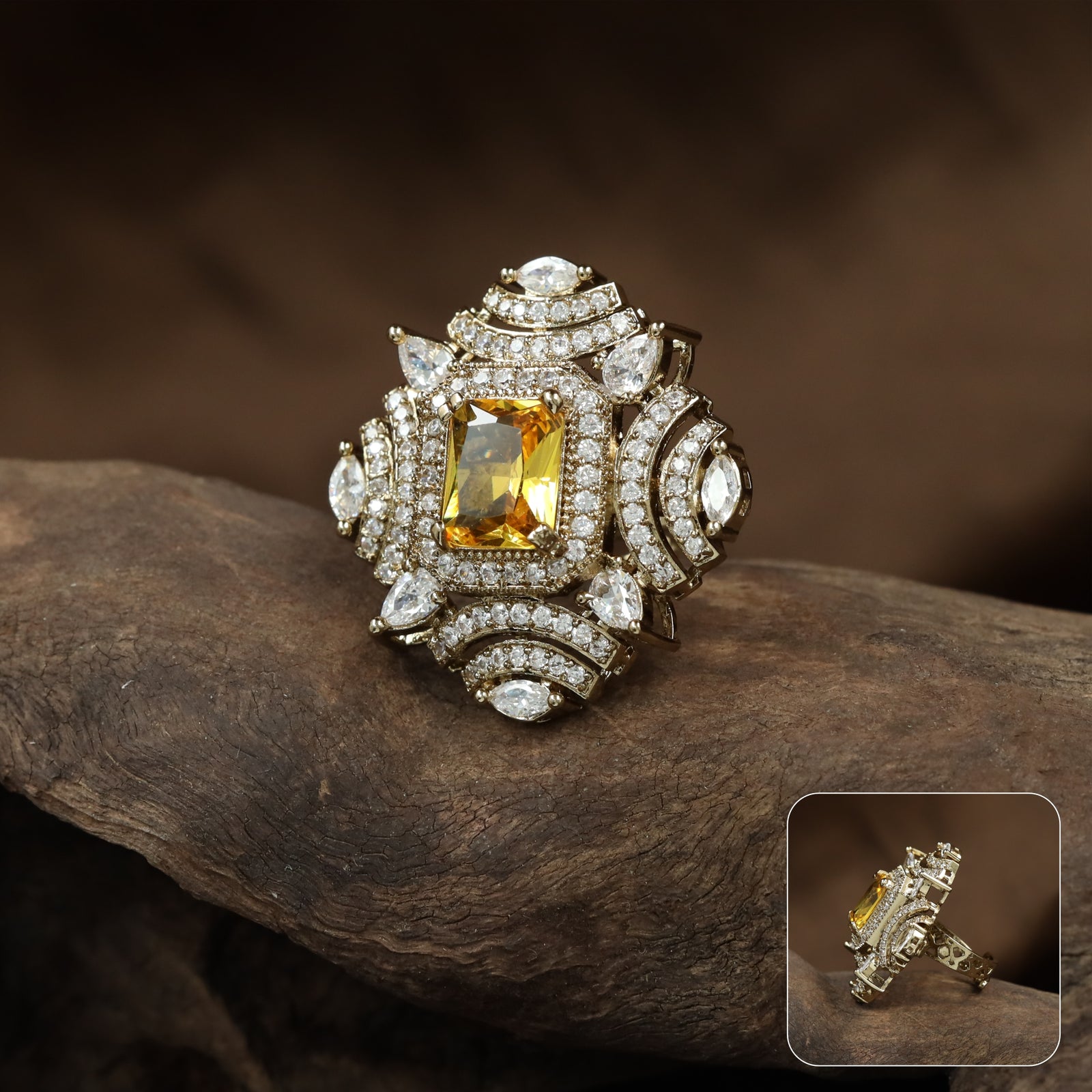 Decorative Centre Victorian Finger Ring with Rectangular Panel and Layered Structure