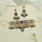Cascading Panel Choker with Layered Oval Frames and Hanging Drop Fringe
