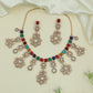 Opulent Bead Line Gold Necklace with Circular Drop Clusters and Hangings
