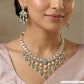 Flowing Link Kundan Necklace with Teardrop Frames and Hanging Drop Layers