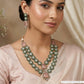 Dual Row Kundan Necklace with Circular Link Sequence and Framed Drop Pendant