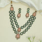 Dual Row Kundan Necklace with Circular Link Sequence and Framed Drop Pendant