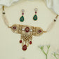 Aureate Panel Gold Choker with Engraved Centre Plate and Drop Charms