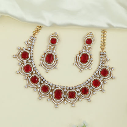Grove Pattern Gold Necklace with Oval Units and Radiating Border Elements