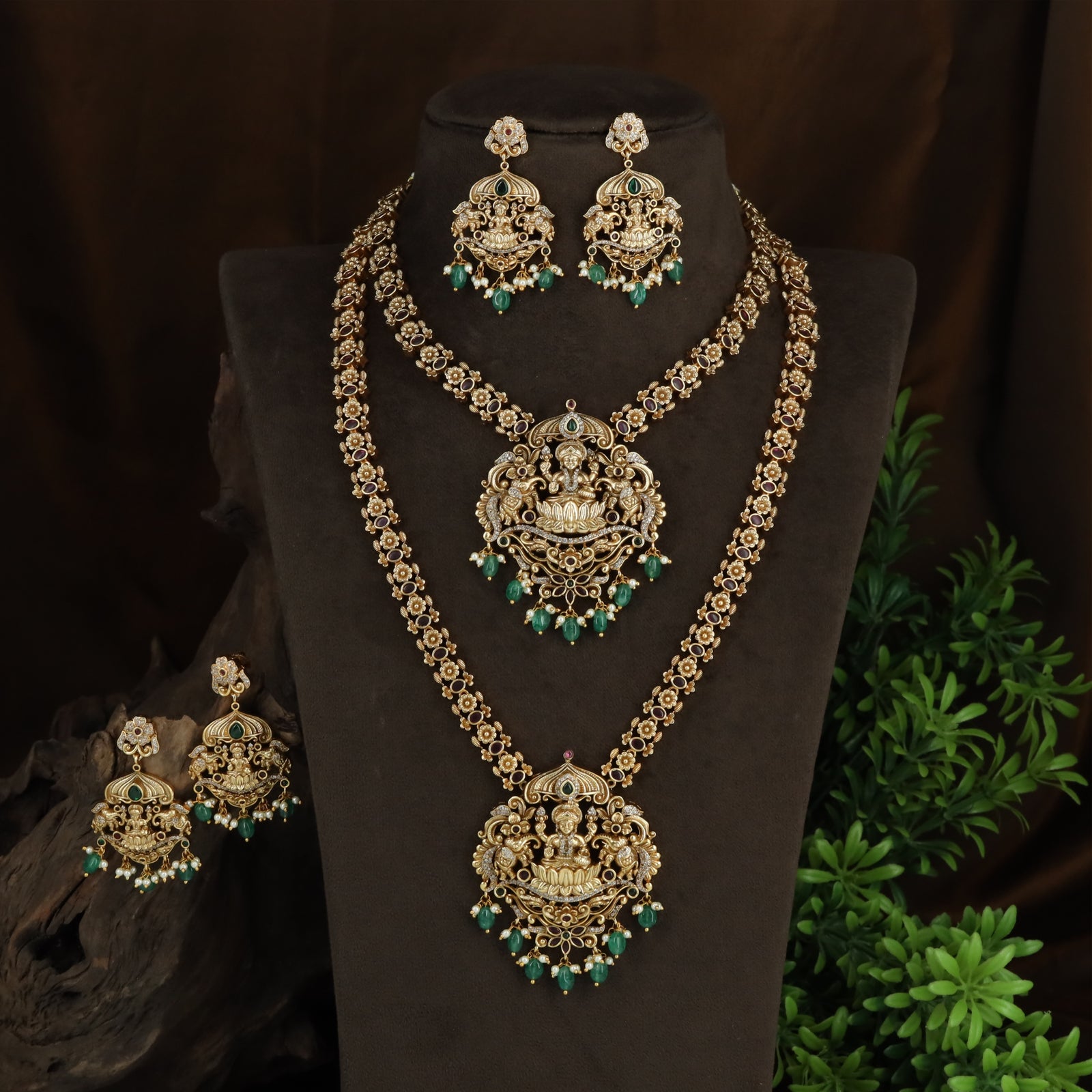 Traditional Link Antique Combo Set with Lakshmi Core Design and Drop Fringe
