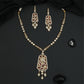 Beaded Linear Frame Kundan Necklace with Extended Pendant Panel and Dangling Drops