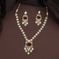 Flowing Drop Link Kundan Necklace with Decorative Pendant and Hanging Frames