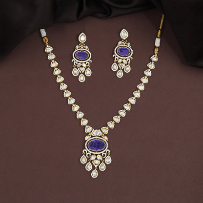 Flowing Drop Link Kundan Necklace with Decorative Pendant and Hanging Frames
