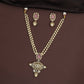 Dual Strand Kundan Pearl Necklace with Oval Centre Pendant and Drop Bead