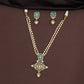 Dual Strand Kundan Pearl Necklace with Oval Centre Pendant and Drop Bead