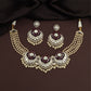 Beaded Multi Strand Kundan Pearl Choker with Scalloped Panels and Drop Accents