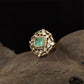 Ardent square kundan finger ring with central setting and surrounding drop units