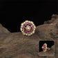 Aster bloom kundan finger ring with central round cluster and outer petal arrangement
