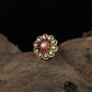 Crisp floral kundan finger ring with radial petal layout and border outline