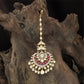 Intricate Bridal Tikka with Structured Link Series and Detailed Crescent Drop Frame