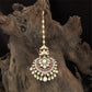 Intricate Bridal Tikka with Structured Link Series and Detailed Crescent Drop Frame