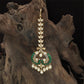 Traditional Kundan Tikka with Linear Leaf Chain and Open Centre Pendant