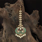 Traditional Kundan Tikka with Linear Leaf Chain and Open Centre Pendant