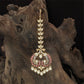 Traditional Kundan Tikka with Linear Leaf Chain and Open Centre Pendant