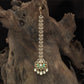 Intricate Pattern Kundan Tikka with Repeating Curved Links and Drop Edge Base