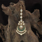 Stylish Curved Pendant Tikka with Balanced Link Alignment and Hanging Fringe