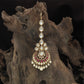 Curved Crescent Kundan Tikka with Teardrop Links