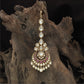 Stylish Curved Pendant Tikka with Balanced Link Alignment and Hanging Fringe