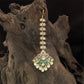Graceful Linear Leaf Pattern Tikka with Central Teardrop Pendant and Fringe Drops