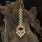Grand Oval Pendant Tikka with Tiered Link Chain and Clustered Pearl Drops