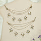 Fine triple chain mati with bead strands and clustered hanging elements