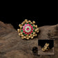 Radiant Floral Cluster Jadau Finger Ring with Circular Petal Layout